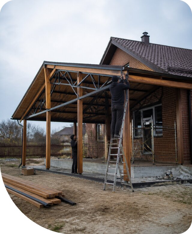 Пристройка навеса к дому и участку в Новотроицке под ключ